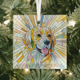 Ornement En Verre Chien beagle - Art Mosaïque coloré