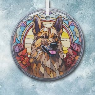 Ornement En Verre Chien berger allemand retenu
