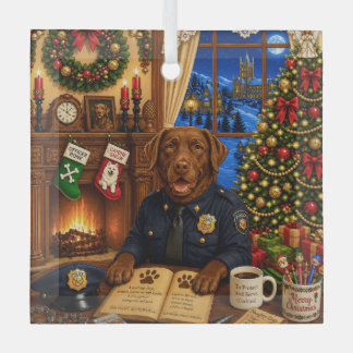 Ornement En Verre Chien de police Labrador