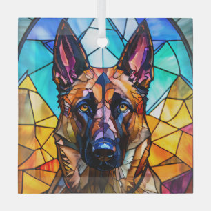 Ornement En Verre Chien Malinois Belge "Verre Tiré"