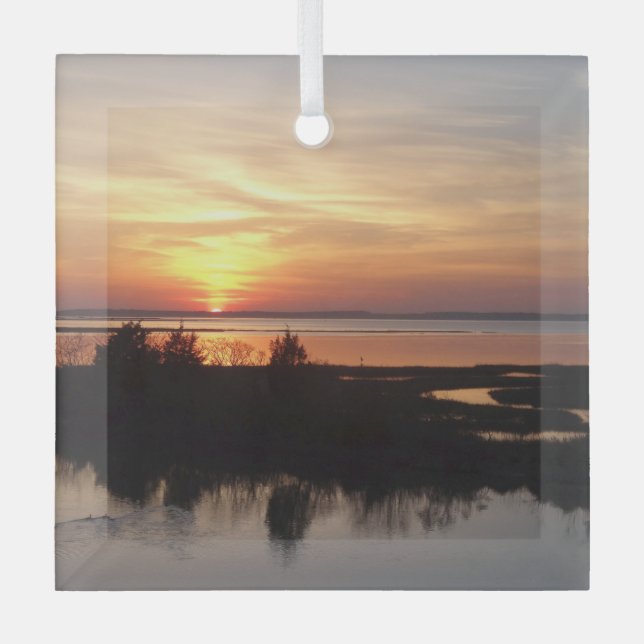 Ornement En Verre Chincoteague Sunset II Virginia Paysage (Recto)
