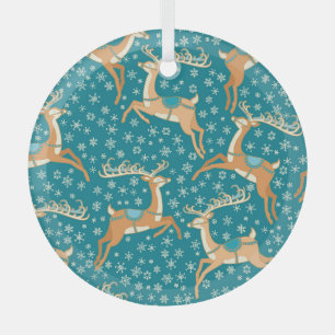 Ornement En Verre Christmas Reindeer : Vintage Motif sans couture.