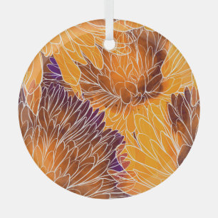 Ornement En Verre Chrysanthème japonais : Aquarelle incolore
