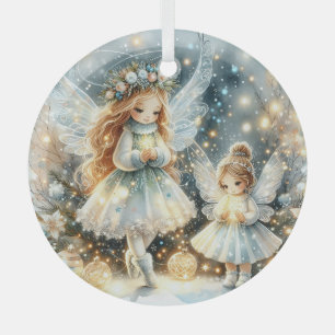 Ornement En Verre Chuchotements de Winterlight : Fées de neige encha