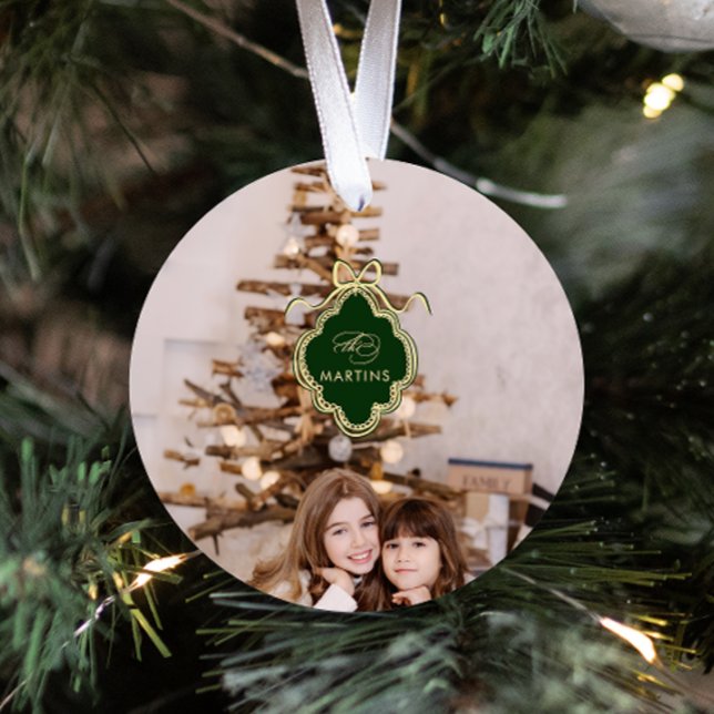 Ornement En Verre Cimier classique Photo de Noël (Créateur téléchargé)