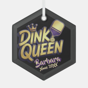 Ornement En Verre Citation de la Reine Dink de sports de pickleball 