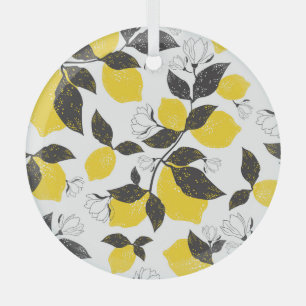 Ornement En Verre Citrons Citrus, Vintage Été Sans Fil.