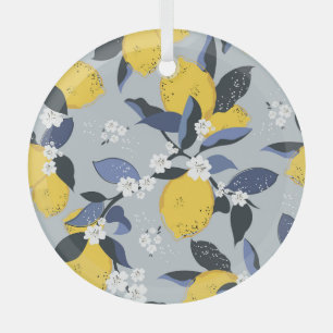 Ornement En Verre Citrons colorés : Motif Floral Citrus