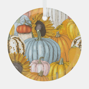 Ornement En Verre Citrouilles lumineux, tournesols, motif dessiné à