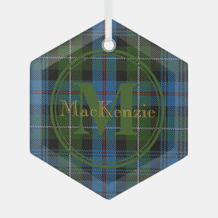 Ornement En Verre Clan écossais MacKenzie Tartan Gold Nom/Monogramme