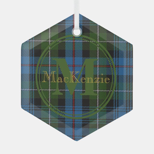 Ornement En Verre Clan écossais MacKenzie Tartan Gold Nom/Monogramme (Recto)