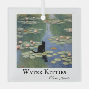Ornement En Verre Claw Monet Lys d'eau Chat Pond Noël
