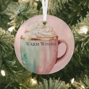 Ornement En Verre Coca de Noël Or Blush Mint rose Chaleureux Voeux