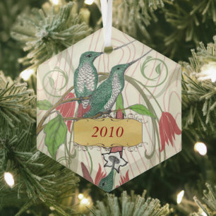Ornement En Verre Colibris Vintages de Noël