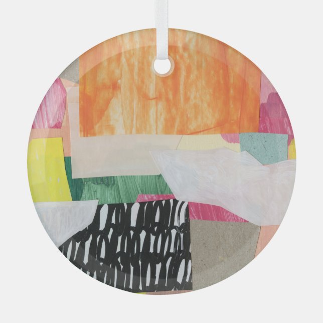 Ornement En Verre Collage art, moderne coloré abstrait. (Recto)