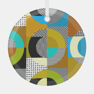 Ornement En Verre Collage géométrique : cercles, motif vintage.