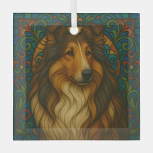 Ornement En Verre Collie Dog "Verre Trait"