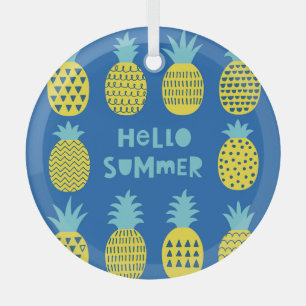 Ornement En Verre Conception de carte Vintage ananas amusante