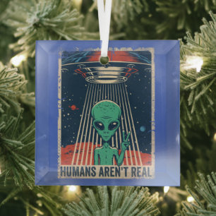 Ornement En Verre Conspiration spatiale Alien amusante