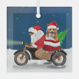 Ornement En Verre Corgi Chien Noël Père Noël