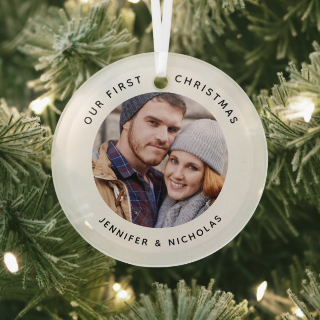 Ornement En Verre Couple Notre Première Photo De Noël (Insitu)