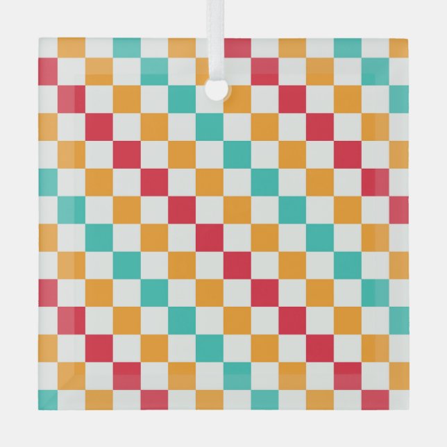 Ornement En Verre Cozy classroom diagonal checkerboard pattern (Recto)