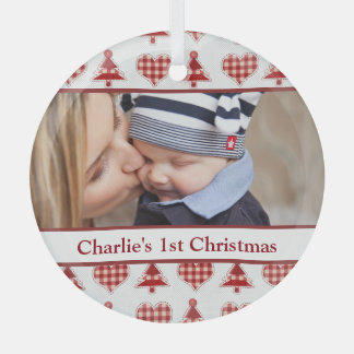 Ornement En Verre Craft Christmas Trees and Hearts Custom Photo
