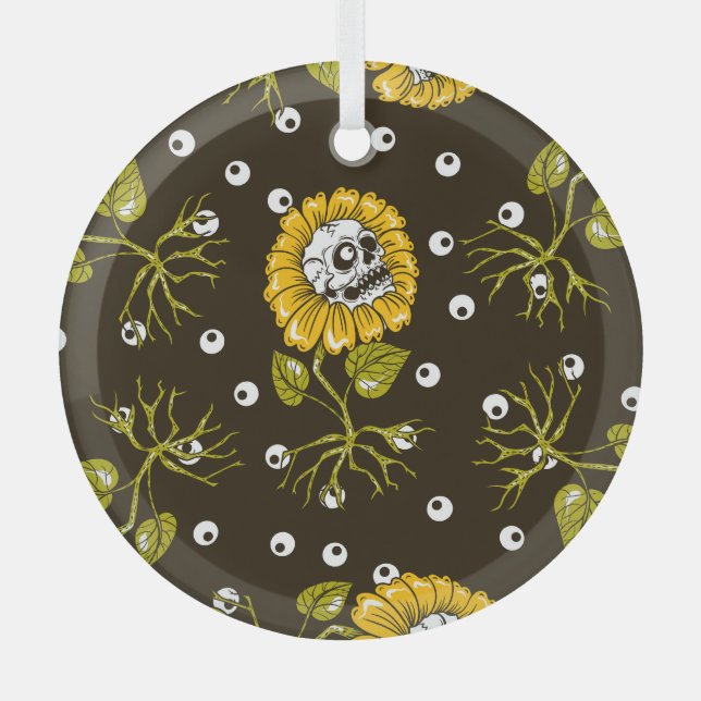 Ornement En Verre Crânes de tournesol : Unique Motif sans fil. (Recto)