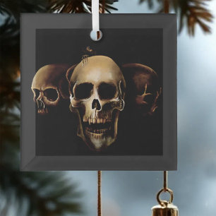 Ornement En Verre Crânes gothiques sombres Trio noir créature humain