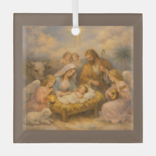 Ornement En Verre Crèche avec des anges