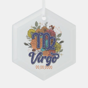Ornement En Verre Créer votre propre étoile Floral Virgo Zodiac