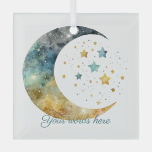 Ornement En Verre Créez votre propre aquarelle Crescent Moon & Stars