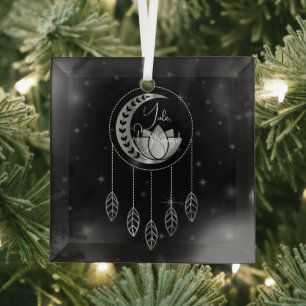 Ornement En Verre Créez votre propre Dreamcatcher Lotus Moon Silver