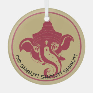 Ornement En Verre Créez votre propre Ganesh rouge et or
