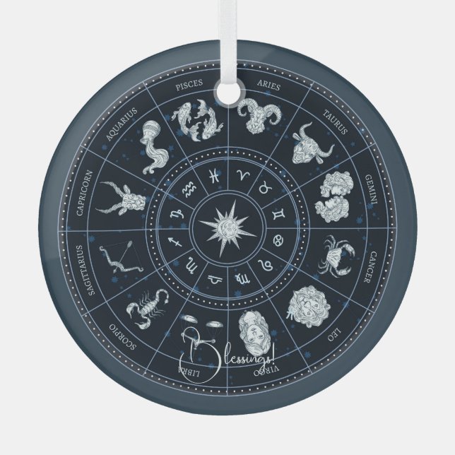 Ornement En Verre Créez votre propre roue de zodiac (Recto)
