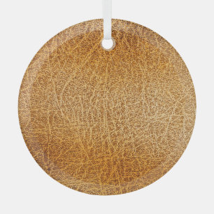 Ornement En Verre Cuir Brown : fermeture texturée détaillée