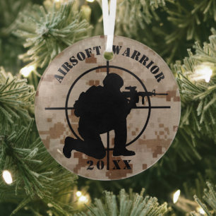 Ornement En Verre Custom Airsoft Team Christmas Ornament