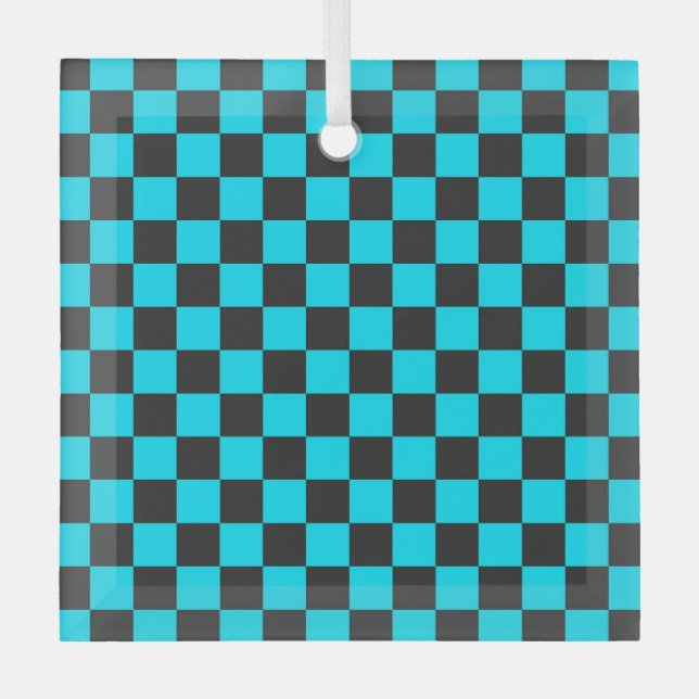 Ornement En Verre Cyan and charcoal checkerboard pattern (Recto)