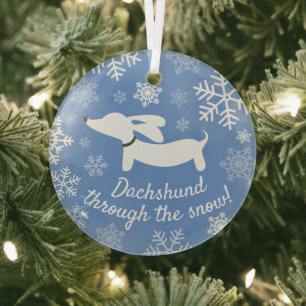 Ornement En Verre Dachshund À Travers L'Ornement De L'Arbre De Noël 