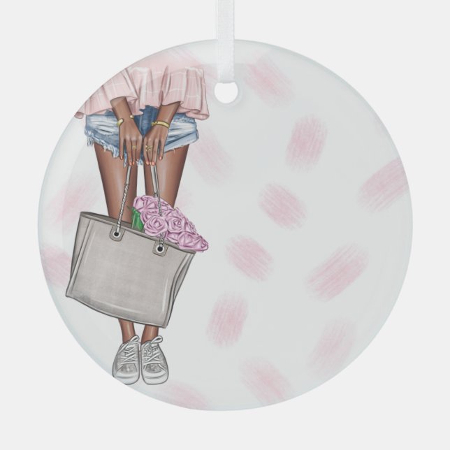Ornement En Verre Dame rose Whimsical (Recto)
