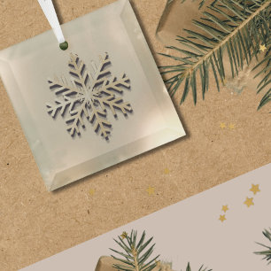Ornement en verre de flocon de neige Champagne