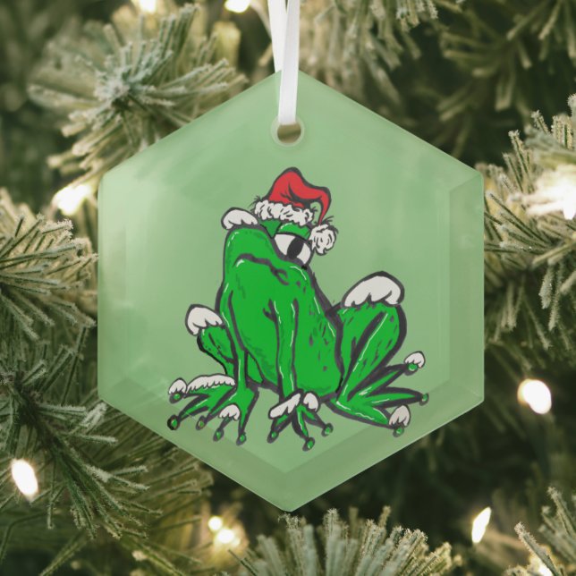 Ornement en verre de grenouille père Noël (Insitu)