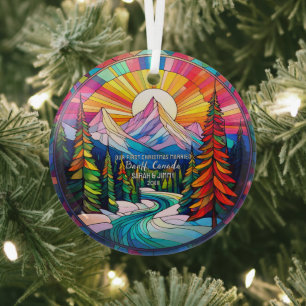 Ornement En Verre Décor de Noël Parc national Banff Canada Marié