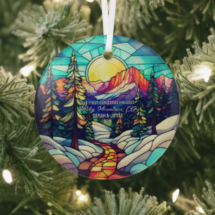 Ornement En Verre Décor de Noël Rocky Mountain Colorado engagé