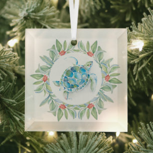 Ornement En Verre Décor de Noël Tortue de mer