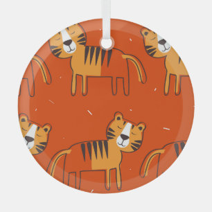Ornement En Verre Décor Tigre Coloré Dessiné À La Main