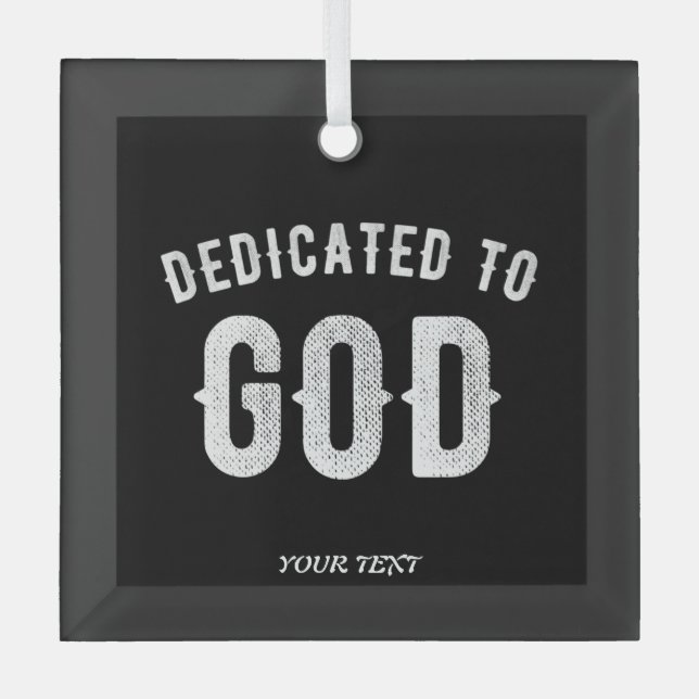 ORNEMENT EN VERRE DÉDIÉ À DIEU PERSONNALISABLE COOL TEXTE BLANC (Recto)