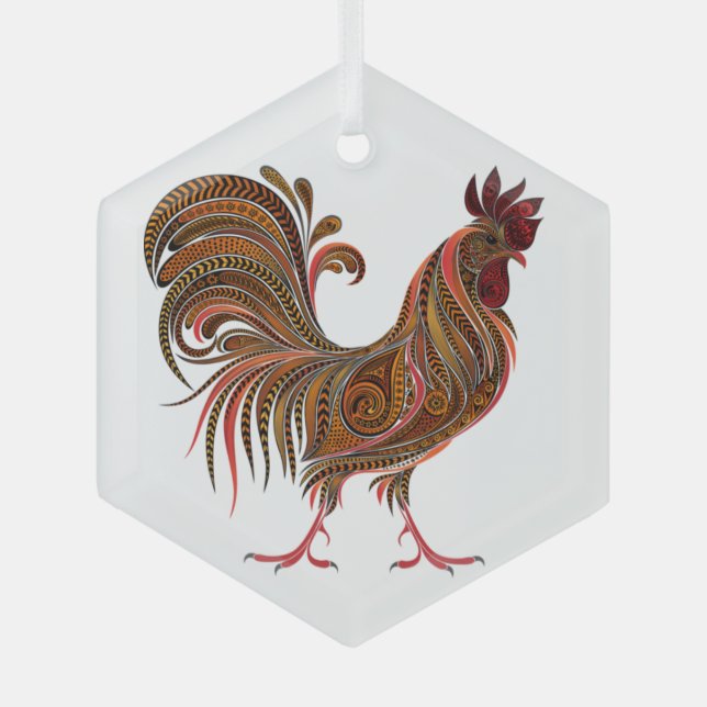 Ornement En Verre Design d'art graphique Gaphic Rooster (Recto)
