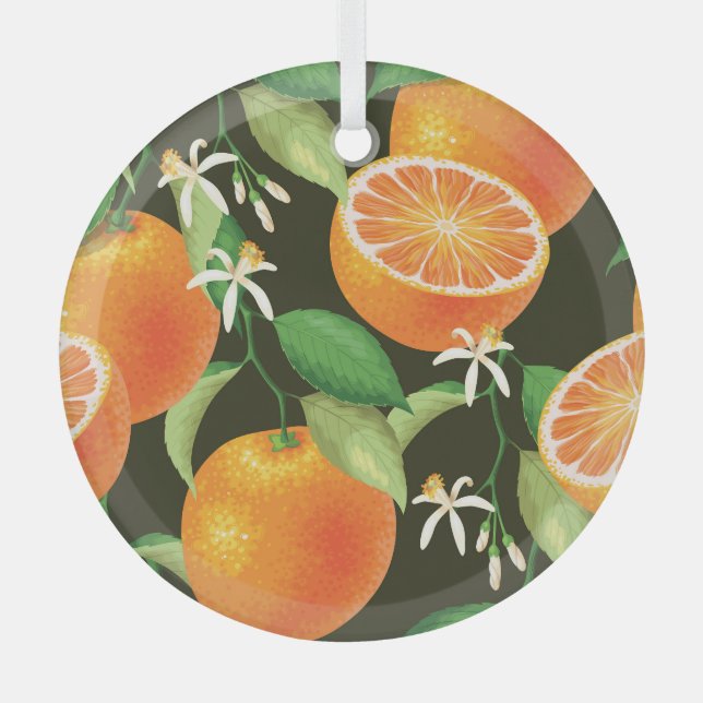 Ornement En Verre Design Motif orange vibre (Recto)