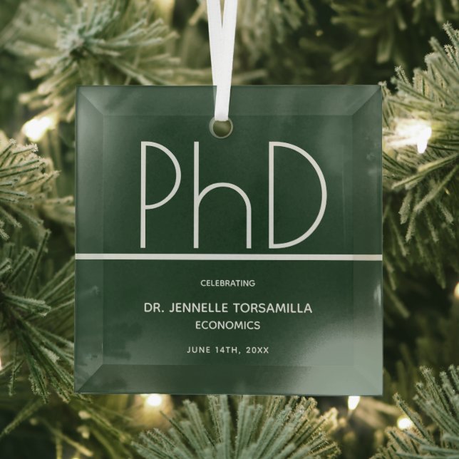Ornement En Verre Diplôme de doctorat Green Keepsaké (Insitu)